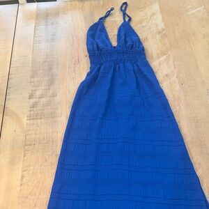 Blue Spaghetti-Strap Summer Dress